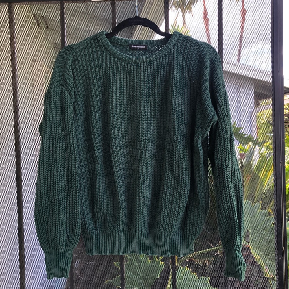 Green American Apparel Fisherman Sweater
